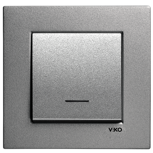Выключатель 1-клавишный c индикацией (без рамки) дымчатый Viko Novella (92105419)