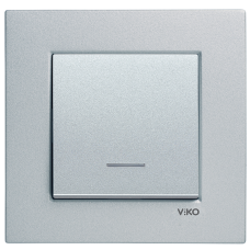 Выключатель 1-клавишный c индикацией (без рамки) серебро