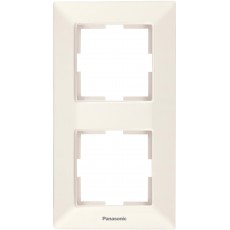 Рамка 2 поста вертикальная кремовая