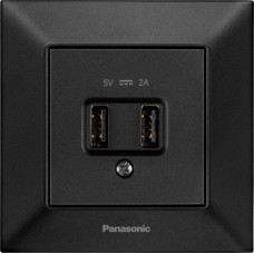 Розетка USB 5V-2A черная