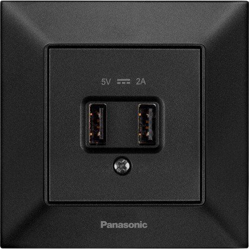 Розетка USB 5V-2A черная Panasonic Arkedia Slim (WNTC02312BL)