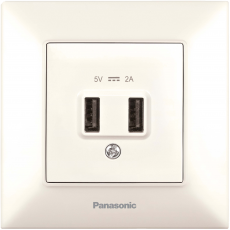 Розетка  USB 5V-2A кремовая