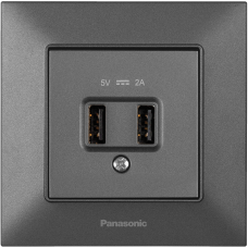 Розетка  USB 5V-2A дымчатая