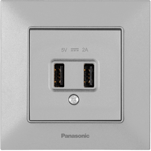 Розетка  USB 5V-2A серебристая Panasonic Arkedia Slim (WNTC02312SL)
