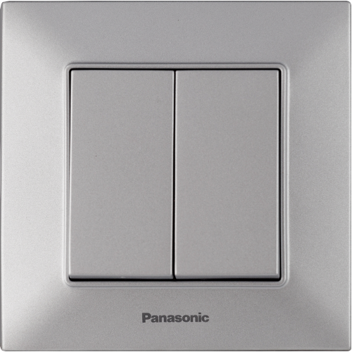 Выключатель 2-кл серебристый Panasonic Arkedia Slim (WNTC00092SL)