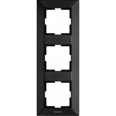 Рамка 3 поста вертикальная черная