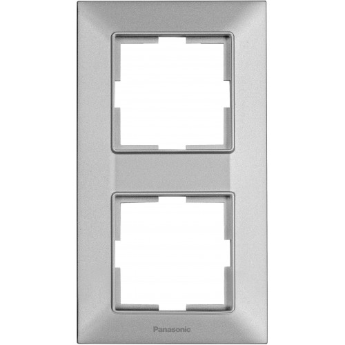 Рамка 2 поста вертикальная серебристая Panasonic Arkedia Slim (WNTF08122SL)