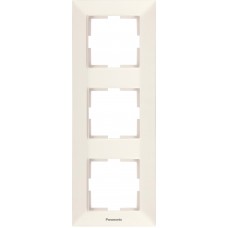 Рамка 3 поста вертикальная кремовая