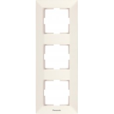 Рамка 3 поста вертикальная кремовая