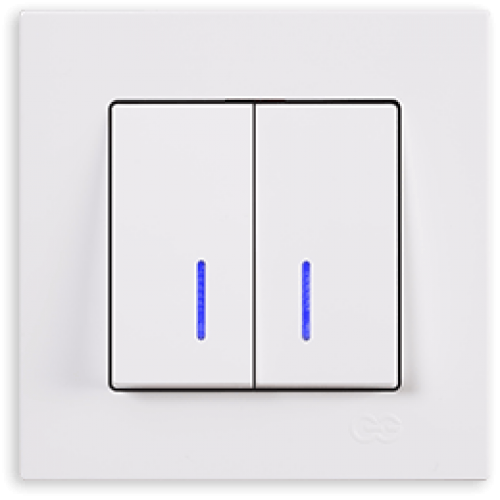 Выключатель 2-кл с индикацией (без рамки) белый Gunsan Eqona (01409300-150104)