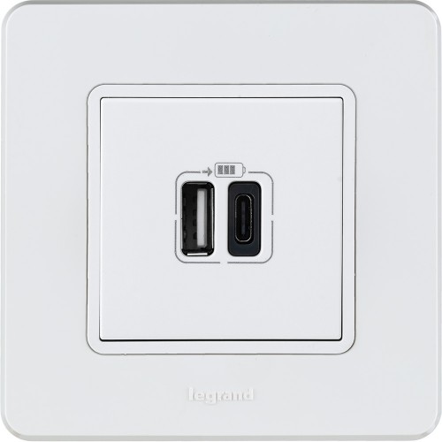 Зарядное устройство с двумя USB-разьемами A-C 240В/5В 3000мА белый Legrand Inspiria (673760)