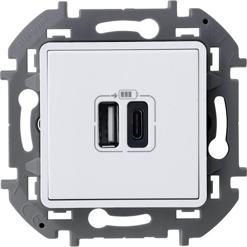 Зарядное устройство с двумя USB-разьемами A-C 240В/5В 3000мА белый Legrand Inspiria (673760)