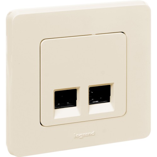 Двойная розетка RJ 45 категория 6 UTP слоновая кость Legrand Inspiria (673841)