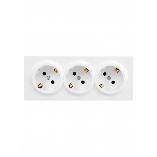 Розетка с заземлением тройная Lezard Leto (752-0200-127BUP)