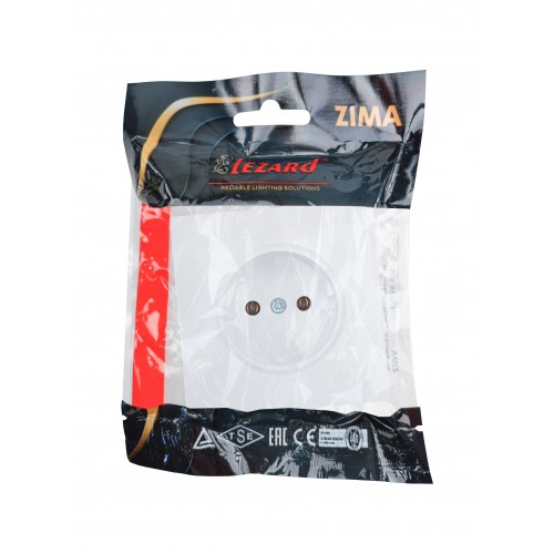 Розетка б/з белая безвинтовой зажим (10шт/120шт) Lezard Zima (704-0288-121BQC)