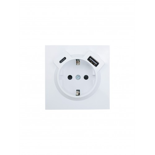 Розетка с/з TC + USB разъем белая (10шт/120шт) Lezard Zima (704-0288-181TC)