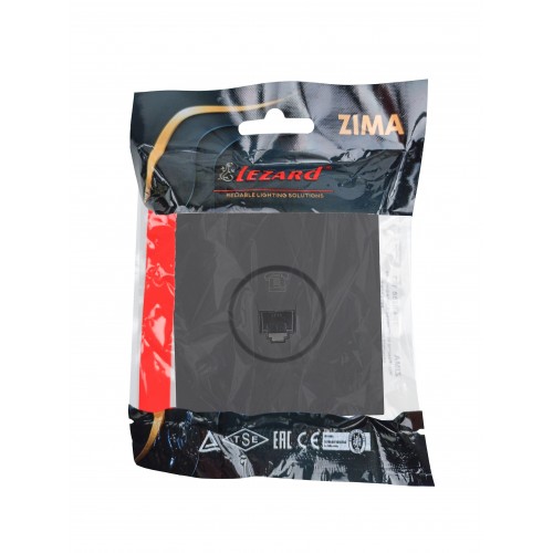 Розетка телефонная евро черный бархат (10шт/120шт) Lezard Zima (704-4288-137)