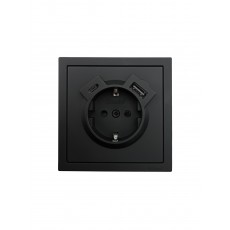 Розетка с/з TC + USB разъем черный бархат (10шт/120шт)