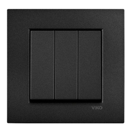 Выключатель 3-кл (без рамки) черный Viko Novella (92105568)