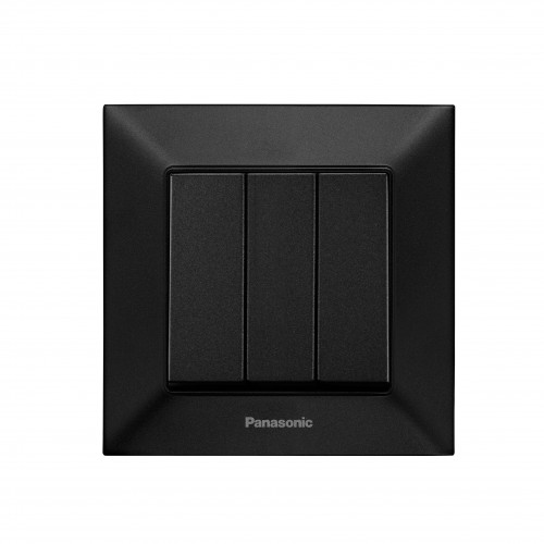 Выключатель 3-кл чёрный Panasonic Arkedia Slim (WNTC00152BL-BY)