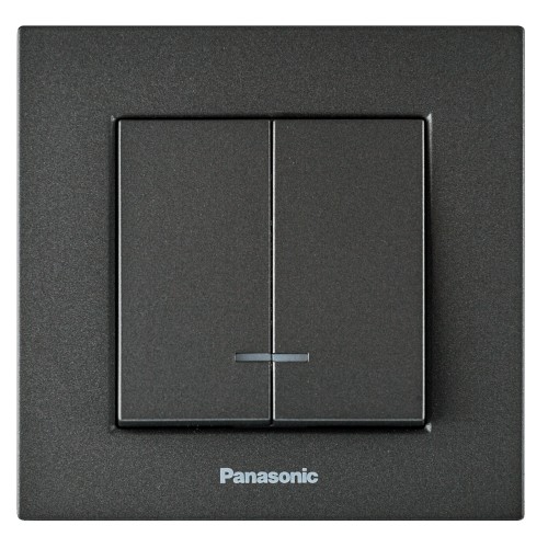 Выключатель 2-кл с индикацией (без рамки) дымчатый Panasonic Karre plus (WKTT00102DG-BY)