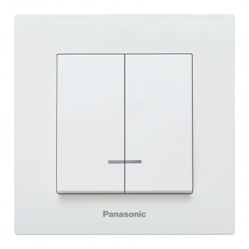 Выключатель 2-кл с индикацией (без рамки) белый Panasonic Karre plus (WKTT00102WH-BY)