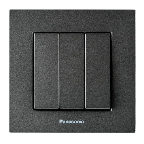 Выключатель 3-кл (без рамки) дымчатый Panasonic Karre plus (WKTT00152DG-BY)