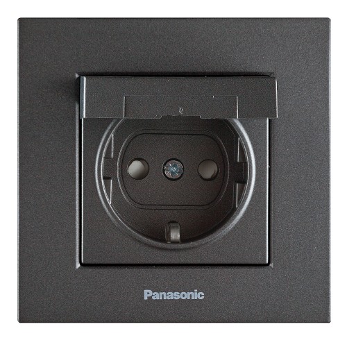 Розетка с крышкой (без рамки) дымчатый Panasonic Karre plus (WKTT02102DG-BY)