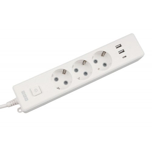 Удлинитель PC 1,9м, 3р с/з, с вык.16А, 3USB, бел. PC-5-2M Power Cube     (PC-5-2M)