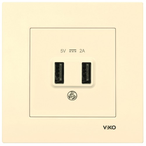 Розетка USB (без рамки) кремовая Viko Karre (90961117)