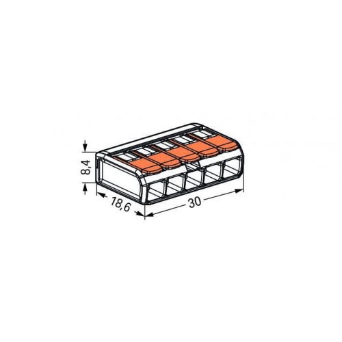 Клемма с рычажками на 5 проводников 0,2-4 мм2 (1 шт.) WAGO  (WAGO.221-415)