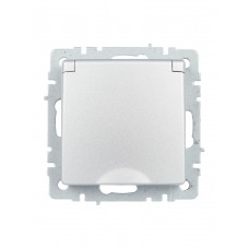 Розетка с заземлением и крышкой 16А IP44 РСбш10-3-44-БрА алюминий IEK