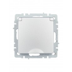 Розетка с заземлением и крышкой 16А IP44 РСбш10-3-44-БрА алюминий IEK