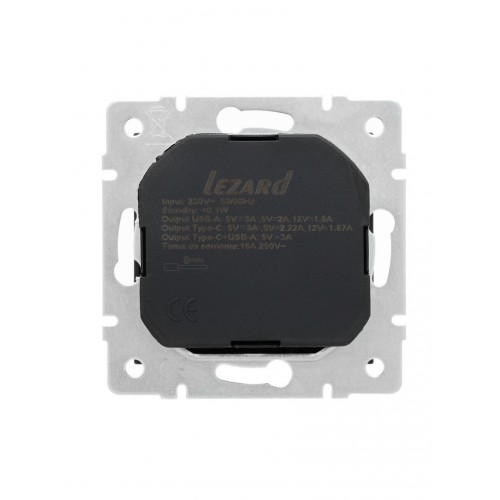 Розетка с/з + USB разъём черный бархат Lezard Vesna (742-4288-181)
